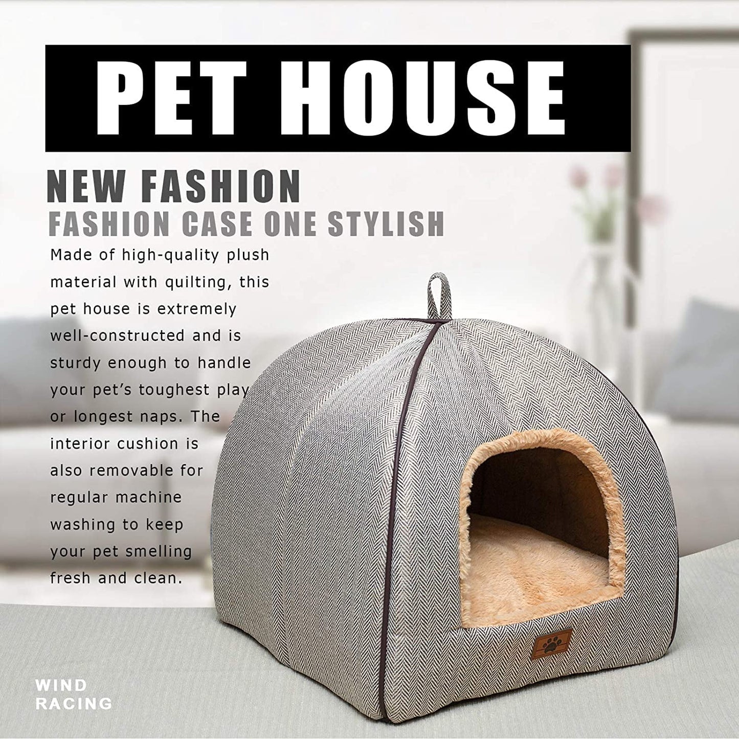 Cat Cave Tent Bed with Washable Cushion