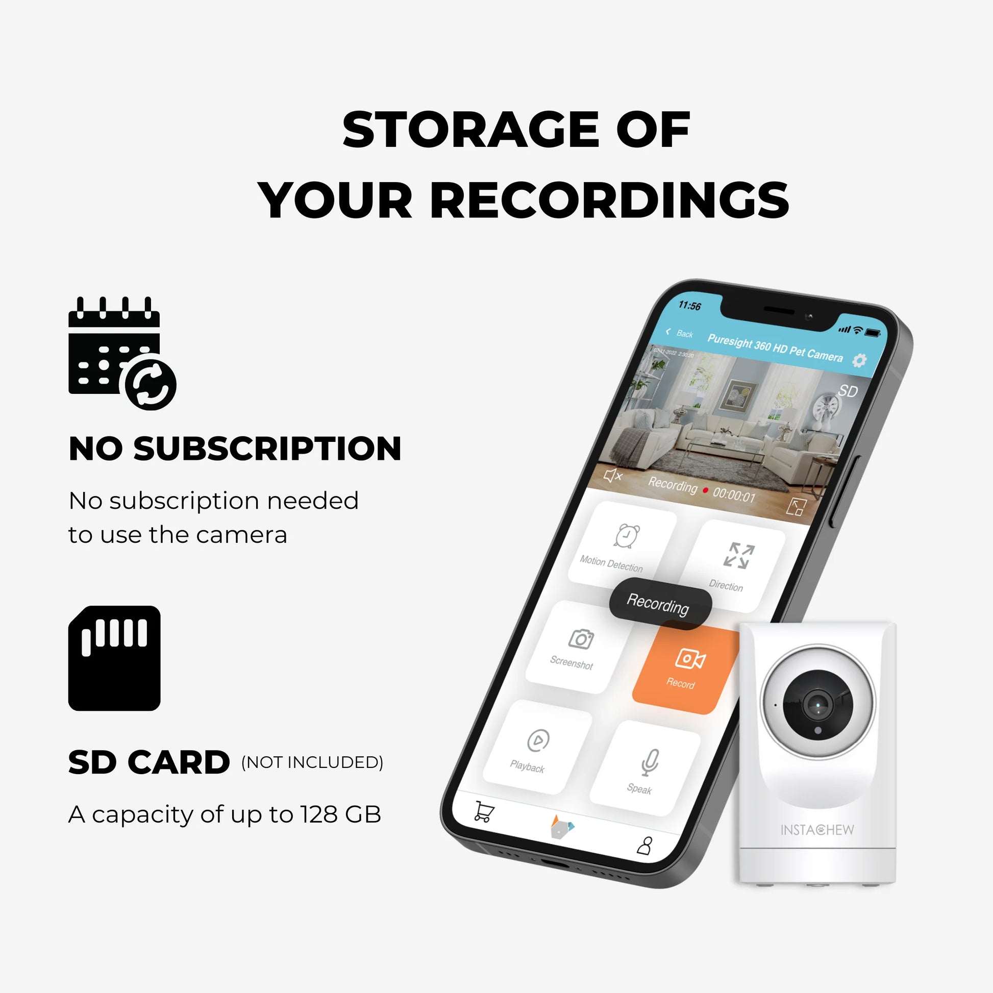 Purrsight 360° Smart Wireless Pet 1080P HD Video Camera 2-Way Audio Mobile App Indoor Security