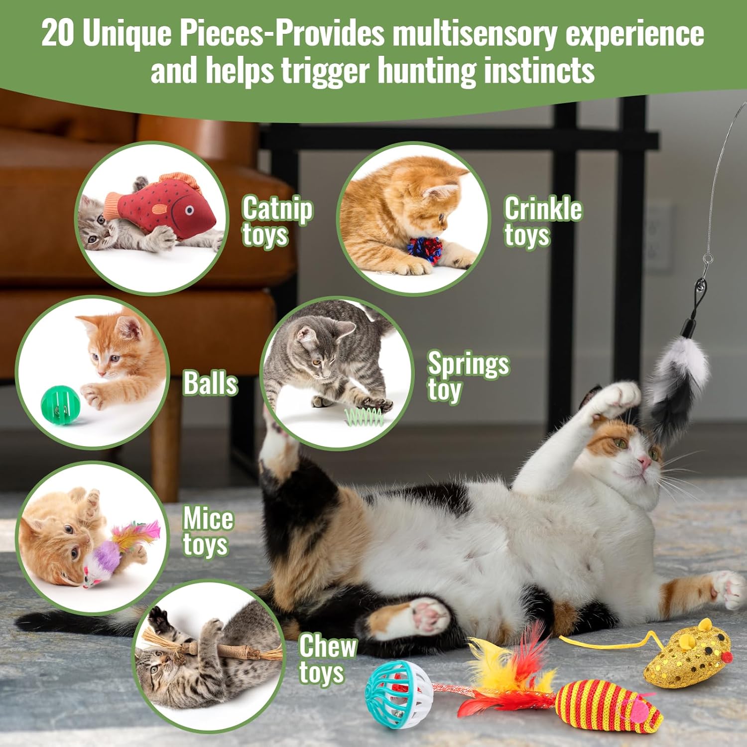 Cat Toys Variety Pack for Kitty 20 Pieces