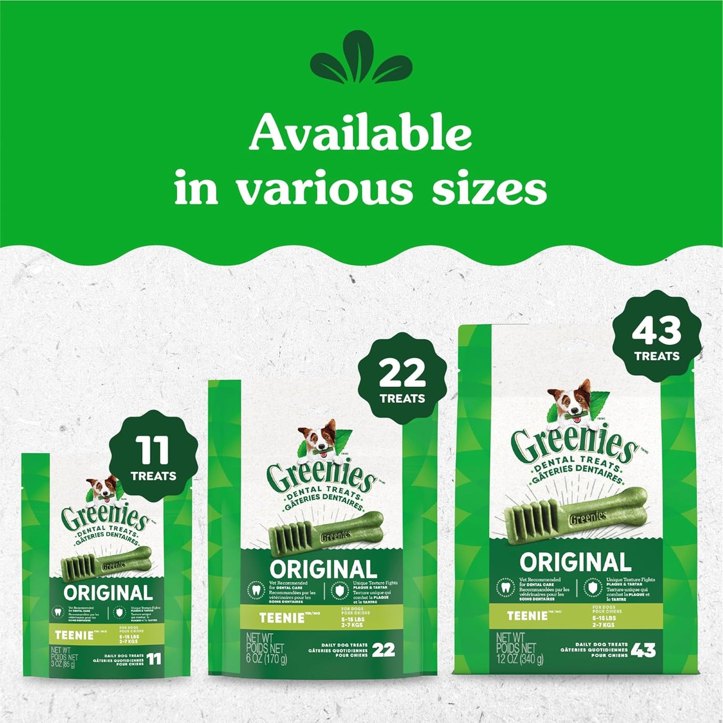 Original Teenie Dental Dog Treats, 12 Oz. Pack (43 Treats)