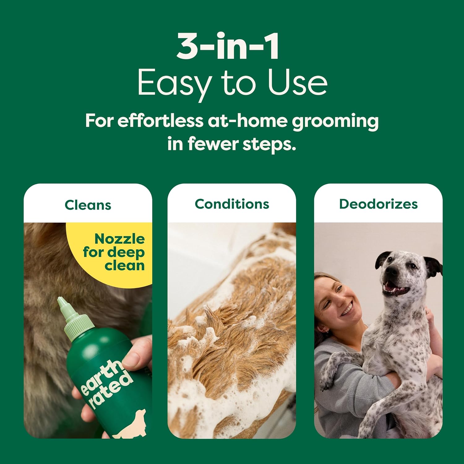 3-In-1 Deshedding Dog Shampoo and Conditioner, Deodorizing Oatmeal Shampoos for Dogs and Puppies, Great for Smelly Pets, White Tea and Basil Scent, 16 Oz
