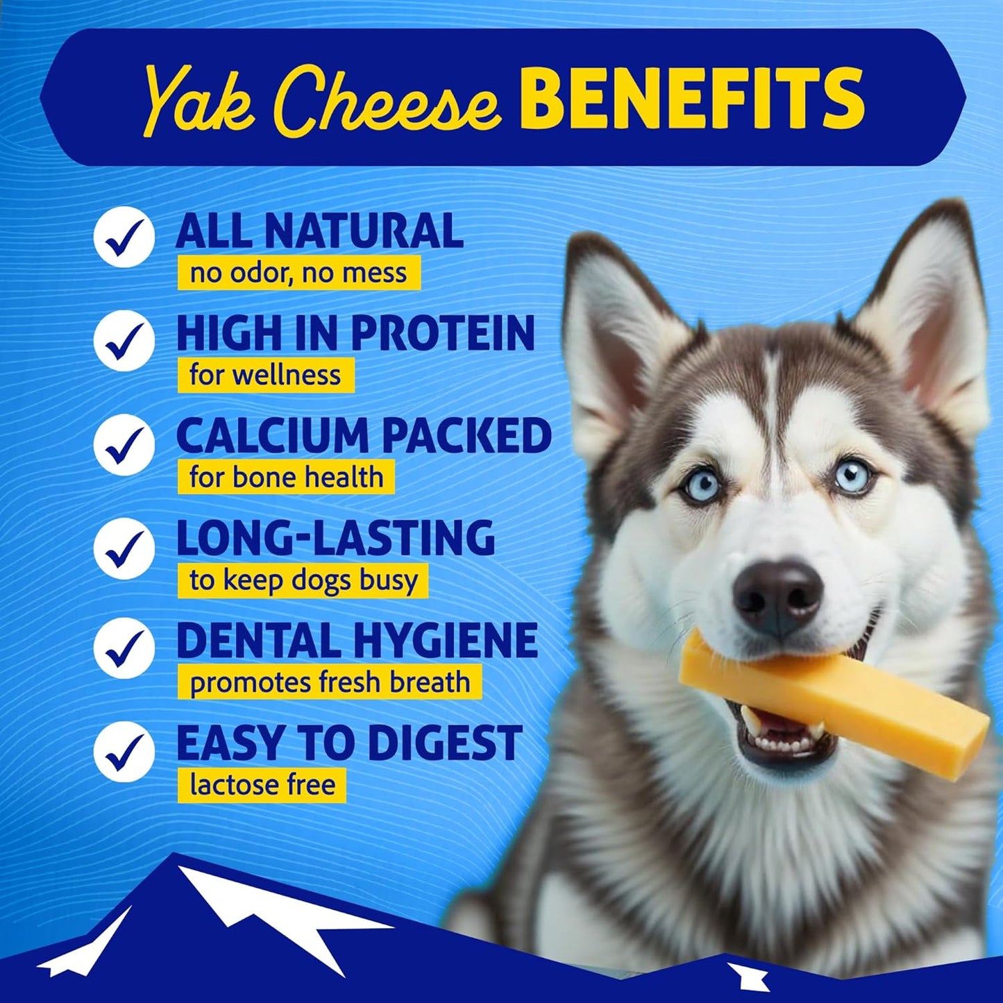 Original Yak Cheese Dog Chew, 3 Large Sticks, 3.3 Oz, Gluten Free, Healthy Dog Treats, Grain & Lactose Free 100% Natural, Long Lasting Chews for Dogs under 65 Lbs