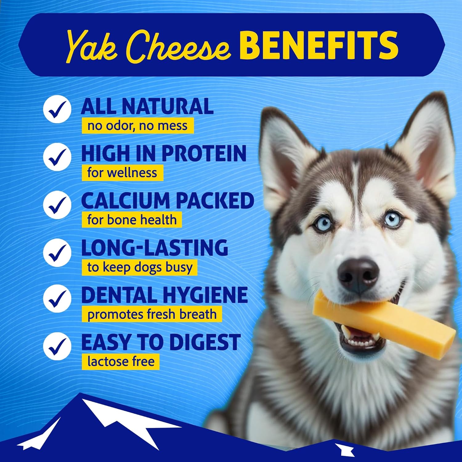 Original Yak Cheese Dog Chew, 3 Large Sticks, 3.3 Oz, Gluten Free, Healthy Dog Treats, Grain & Lactose Free 100% Natural, Long Lasting Chews for Dogs under 65 Lbs