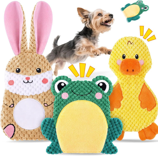 3 Pack No Stuffing Interactive Dog Toys with Crinkle, Squeaky Chew Toys for Small, Medium Dogs