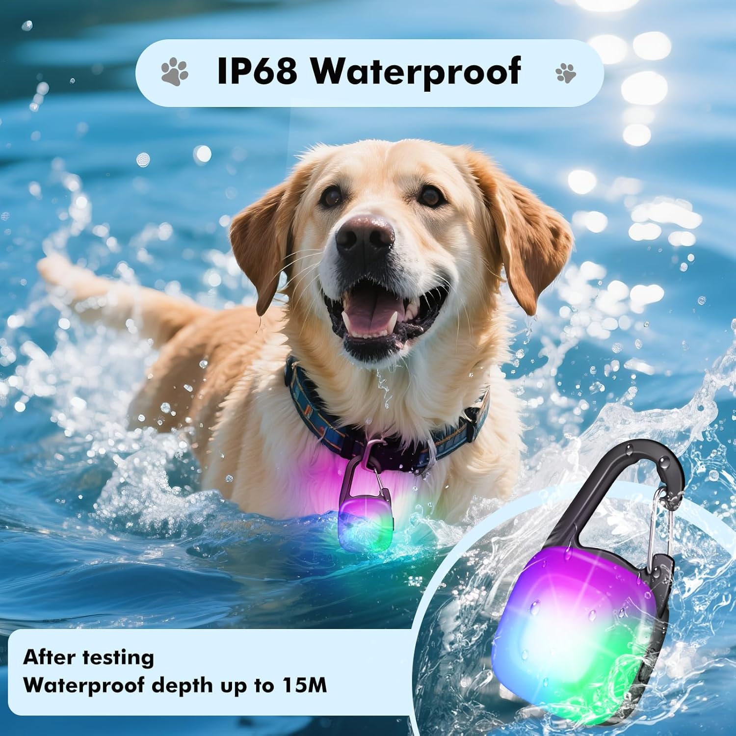 2 Pack LED Rechargeable Safety Dog Collar Light Clip with 4 Modes, Waterproof, Great for Night Walking