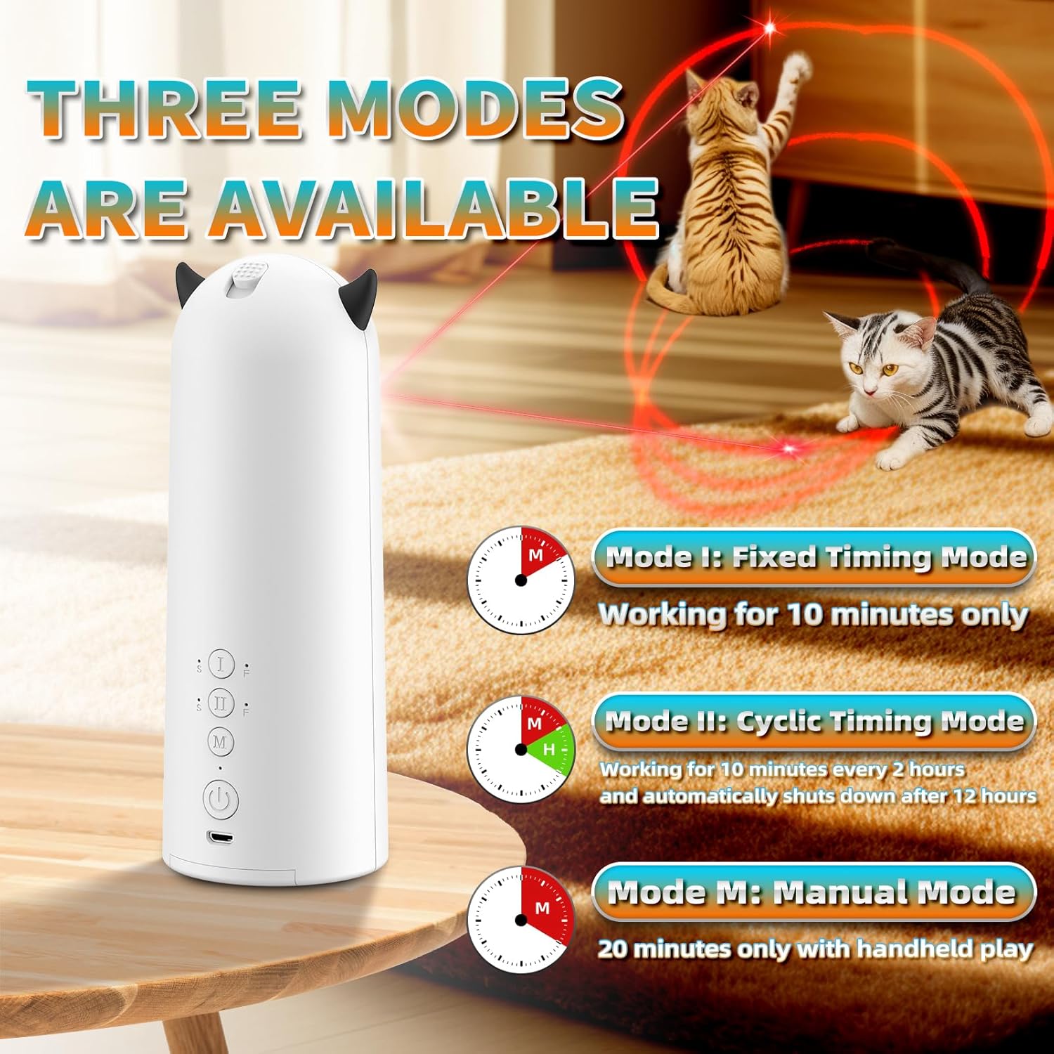 Laser Cat Toy for Indoor Cats, Real Trajectory Motion Activated Cat Toy, Automatic Laser Pointer Interactive Automated Cat Toy