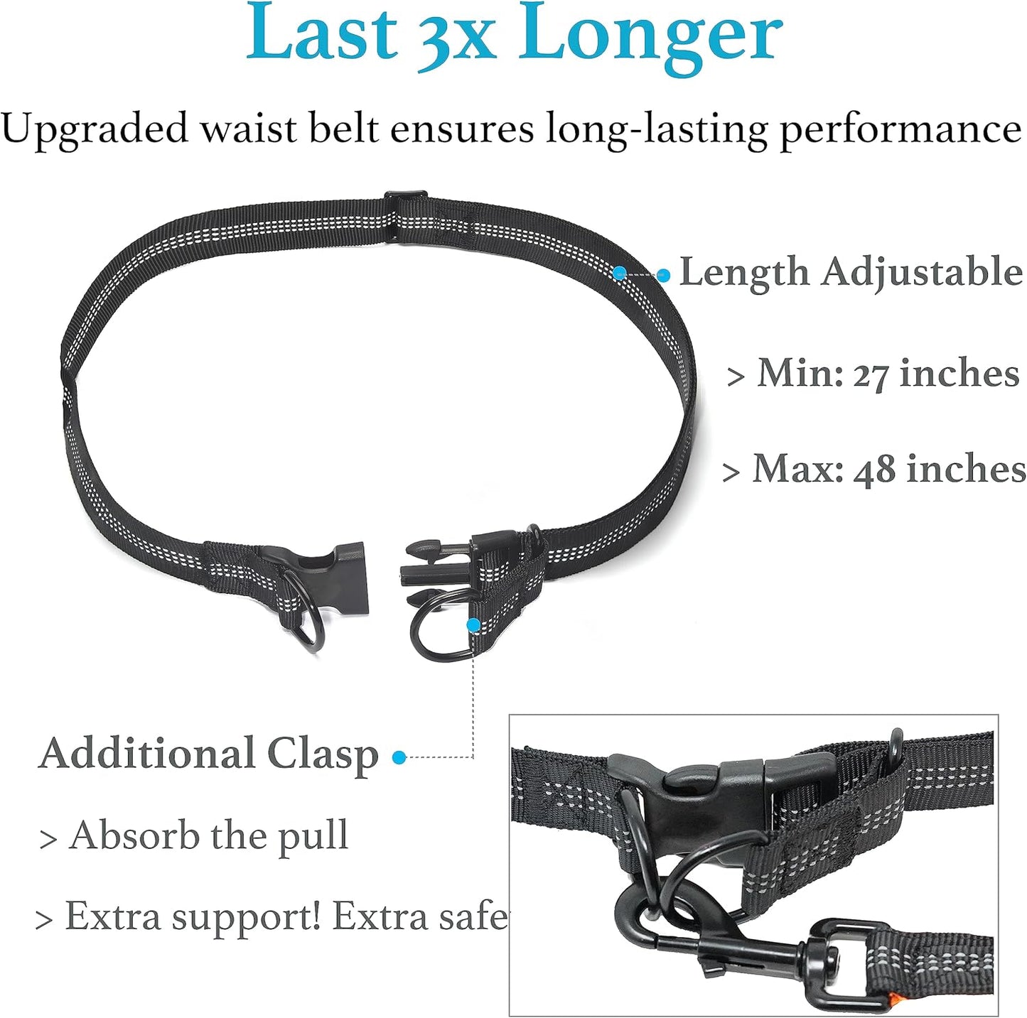 Retractable Hands Free Dog Leash - Dual Handle Bungee Waist Leash for Small, Medium and Large Dogs (Medium/Large, 25-150 Lbs, Orange)