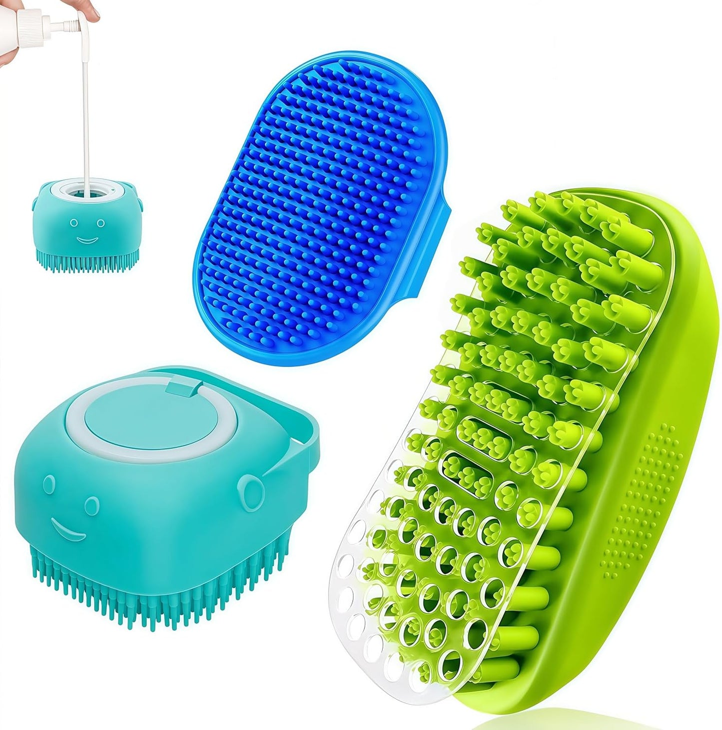 3PCS Dog Bath Brush | Dog Scrubber for Bath | Dog Shampoo Brush
