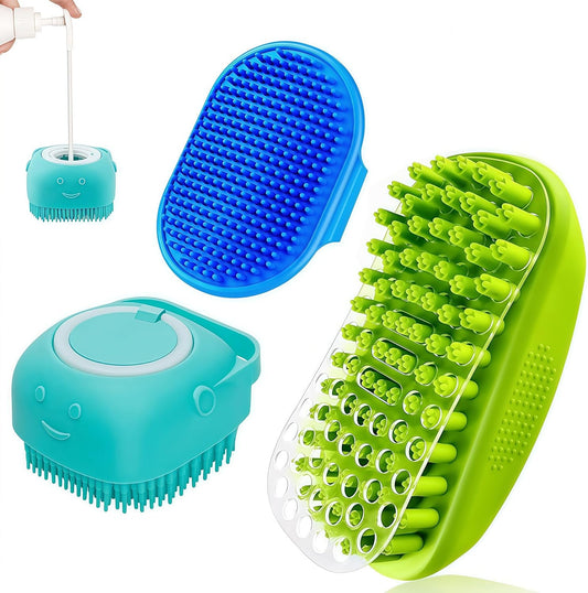 3PCS Dog Bath Brush | Dog Scrubber for Bath | Dog Shampoo Brush