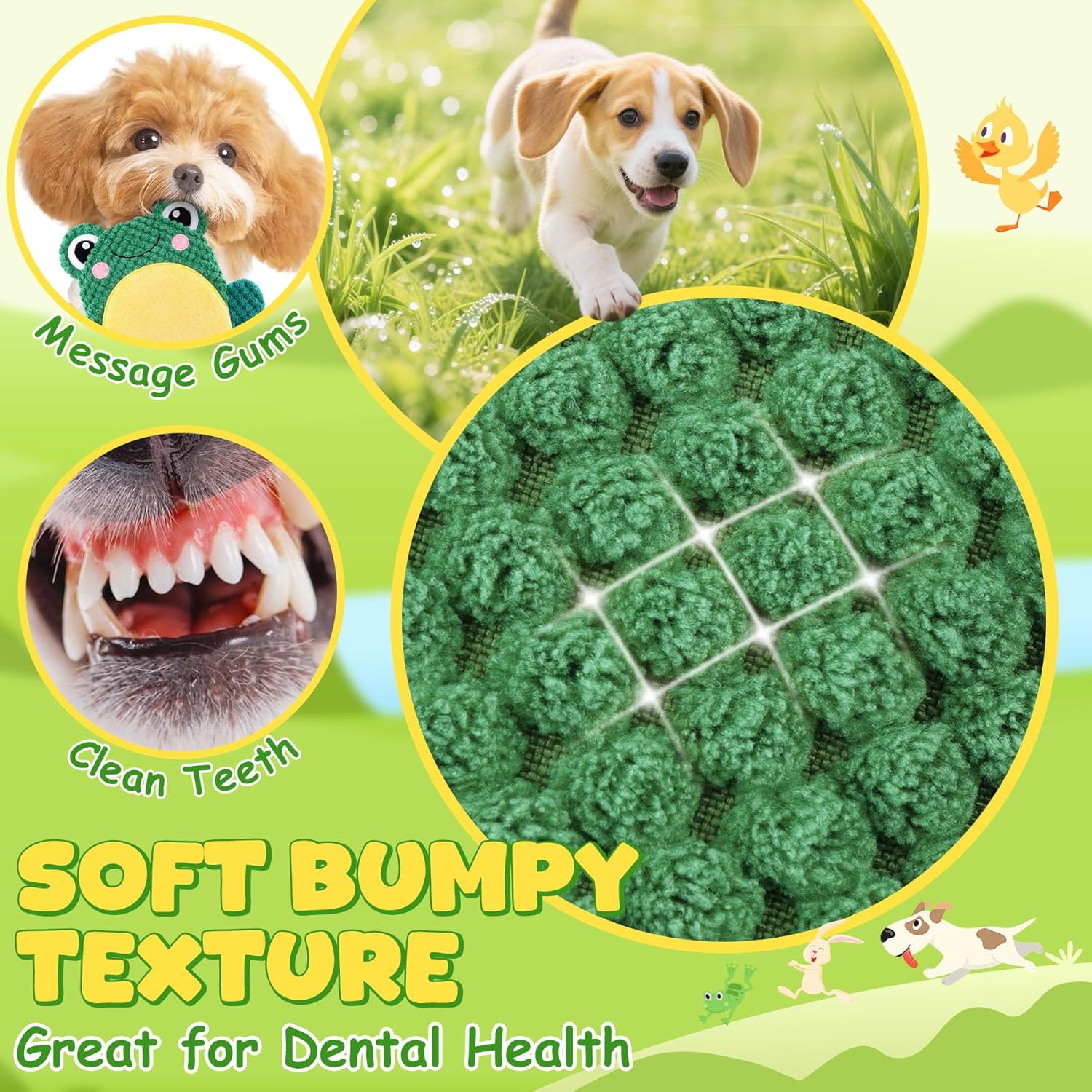 3 Pack No Stuffing Interactive Dog Toys with Crinkle, Squeaky Chew Toys for Small, Medium Dogs