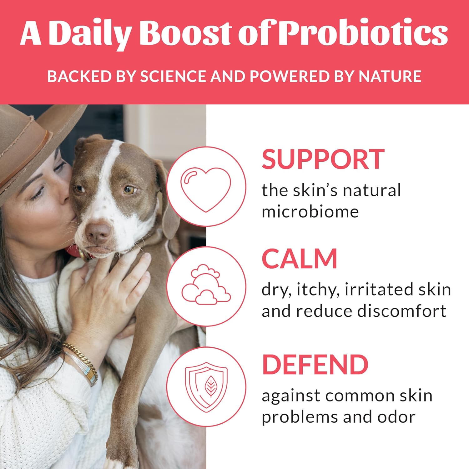 Probiotic Pet Deodorizer Spray- Hydrating Daily-Use with Avocado Oil & Omega-3S, Microbiome Friendly Certiified, Paraben & Sulfate-Free, 97% Natural, 8Oz, Sunkissed Coconut