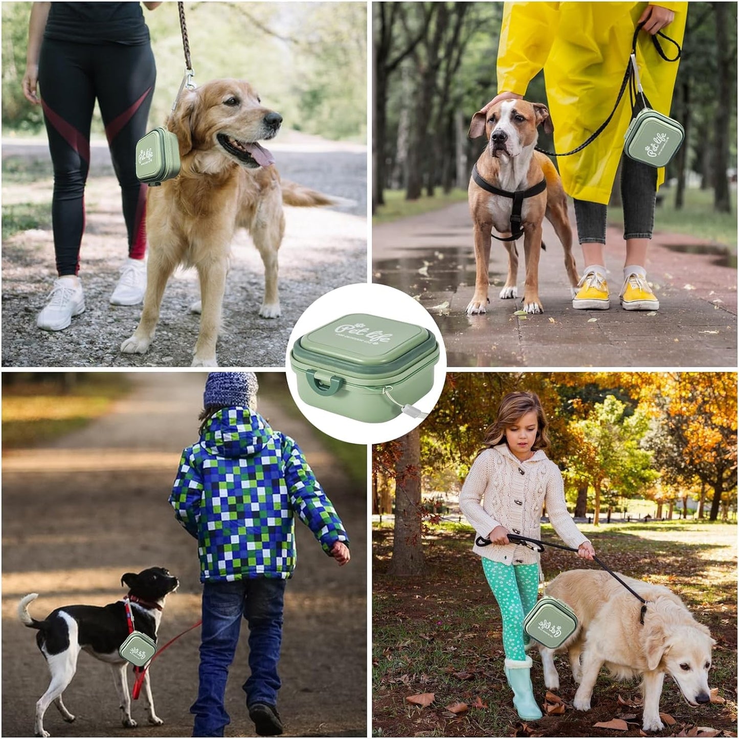 Collapsible Dog Bowls, Travel Water Bowl for Dogs, 2-In-1 Portable Food and Water Feeder - Travel Dog Bowls with Lid for Walking, Traveling, Camping and Hiking