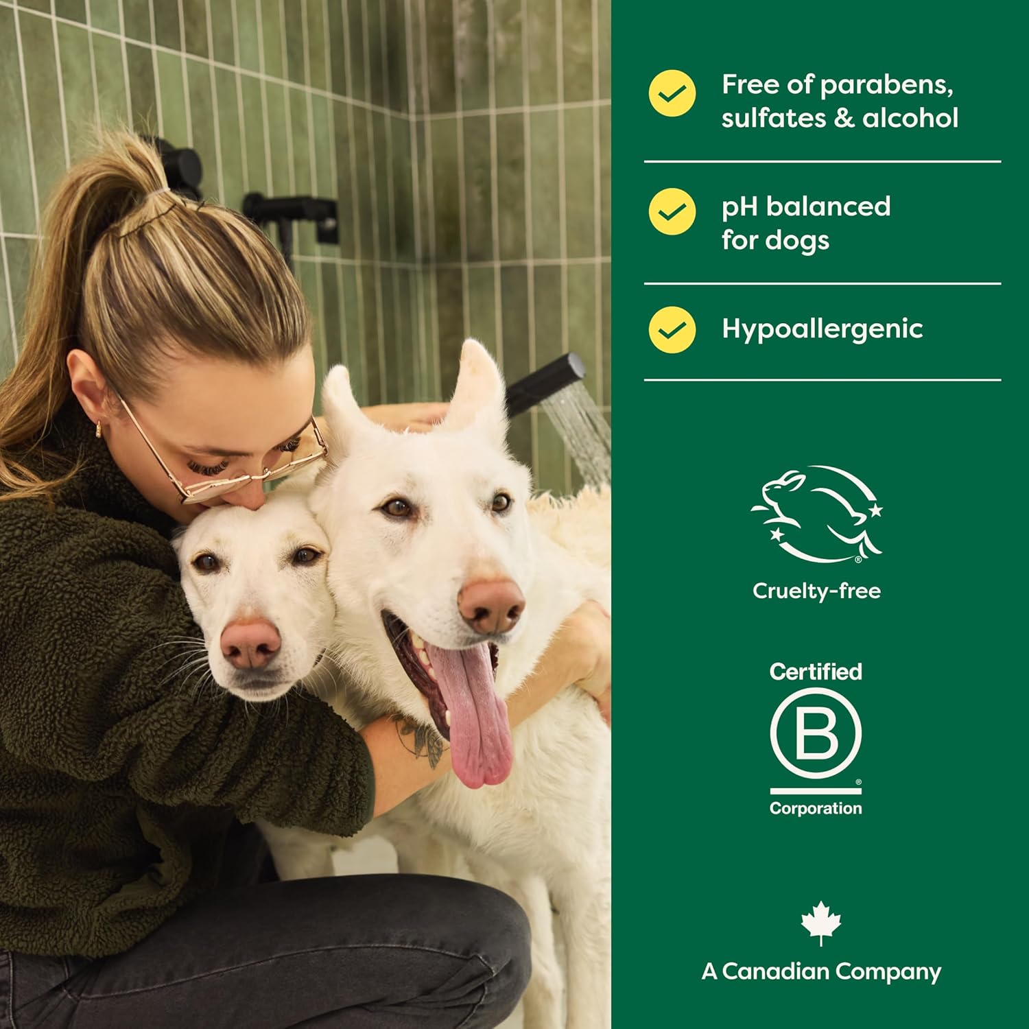 3-In-1 Deshedding Dog Shampoo and Conditioner, Deodorizing Oatmeal Shampoos for Dogs and Puppies, Great for Smelly Pets, White Tea and Basil Scent, 16 Oz