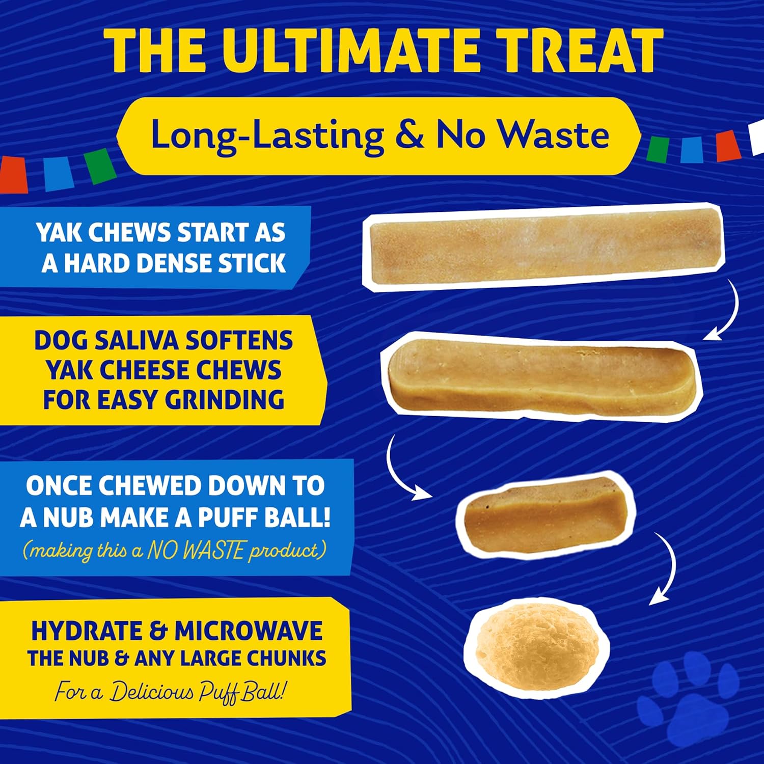 Original Yak Cheese Dog Chew, 3 Large Sticks, 3.3 Oz, Gluten Free, Healthy Dog Treats, Grain & Lactose Free 100% Natural, Long Lasting Chews for Dogs under 65 Lbs
