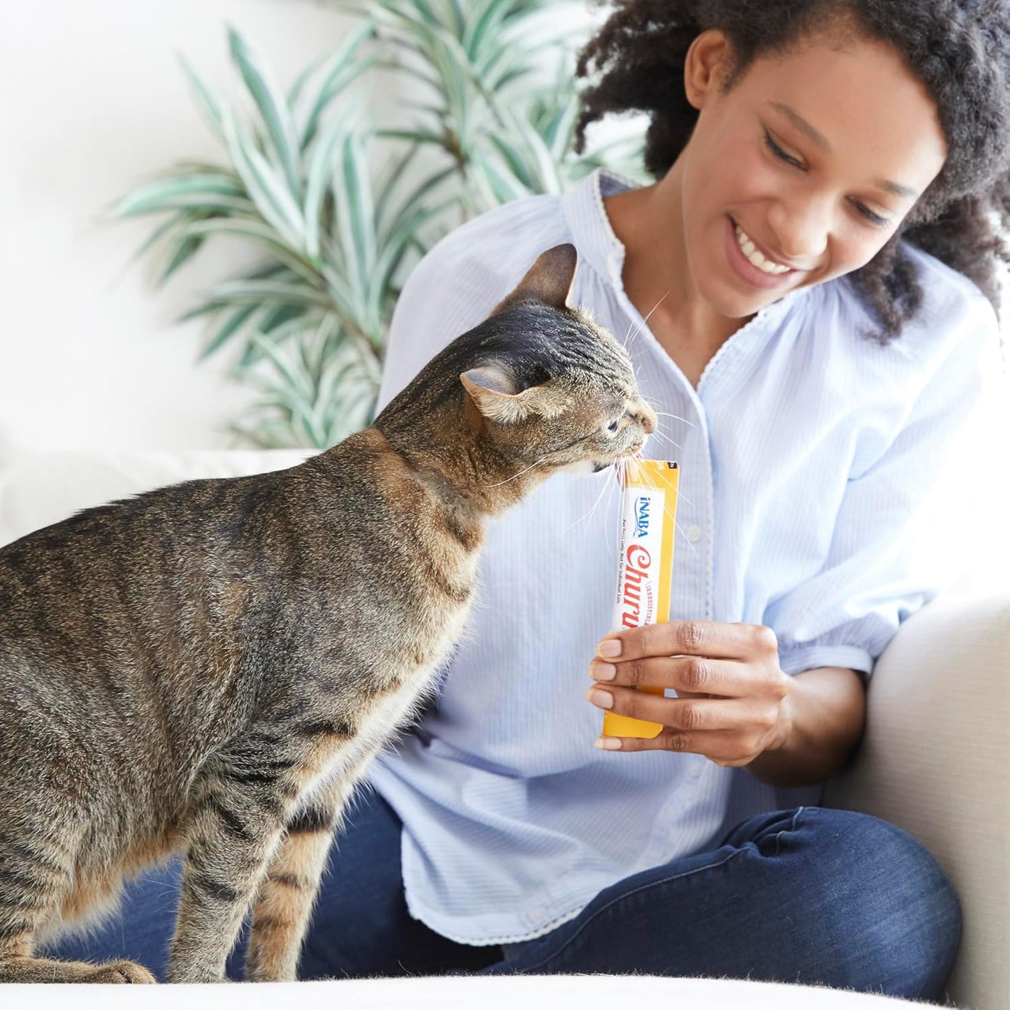 INABA Churu Cat Treats, Lickable, Squeezable Creamy Purée Cat Treat, 20 Tubes, Chicken Variety