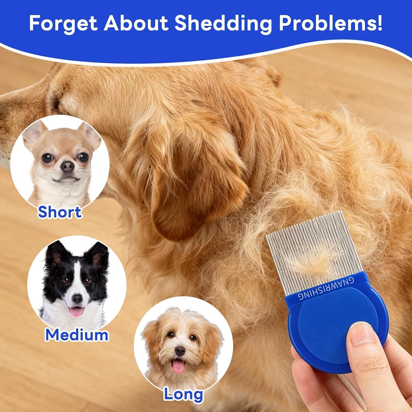 4-Pack Flea Comb for Dogs & Cats Stainless Steel Pet Grooming Comb Set
