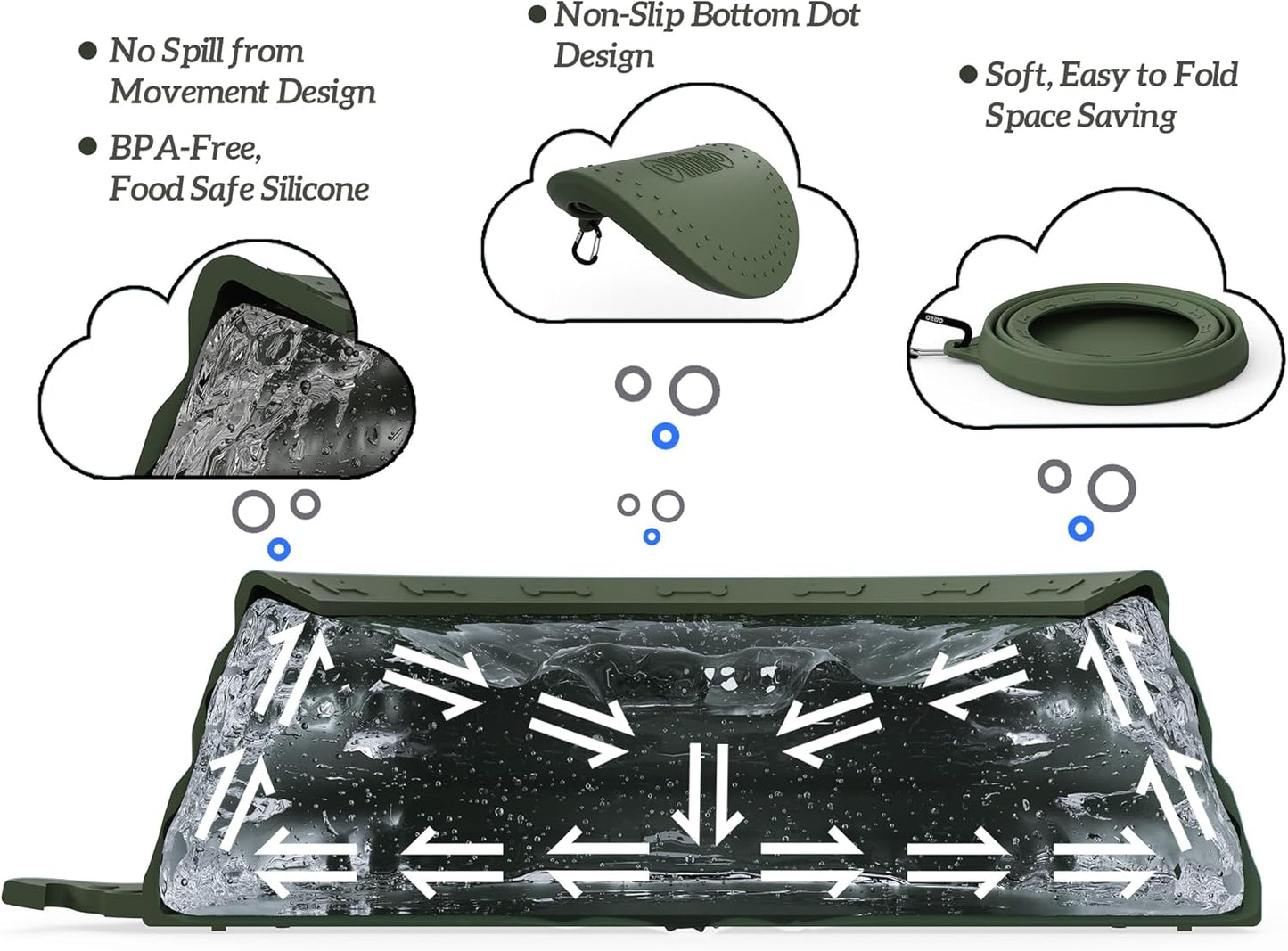 Spill Proof Collapsible Dog Water Bowl 24Oz for Cars, No Splash Portable Bowls for Dog Travel, Pet Essentials for Road Trips, Cat Travel Accessories