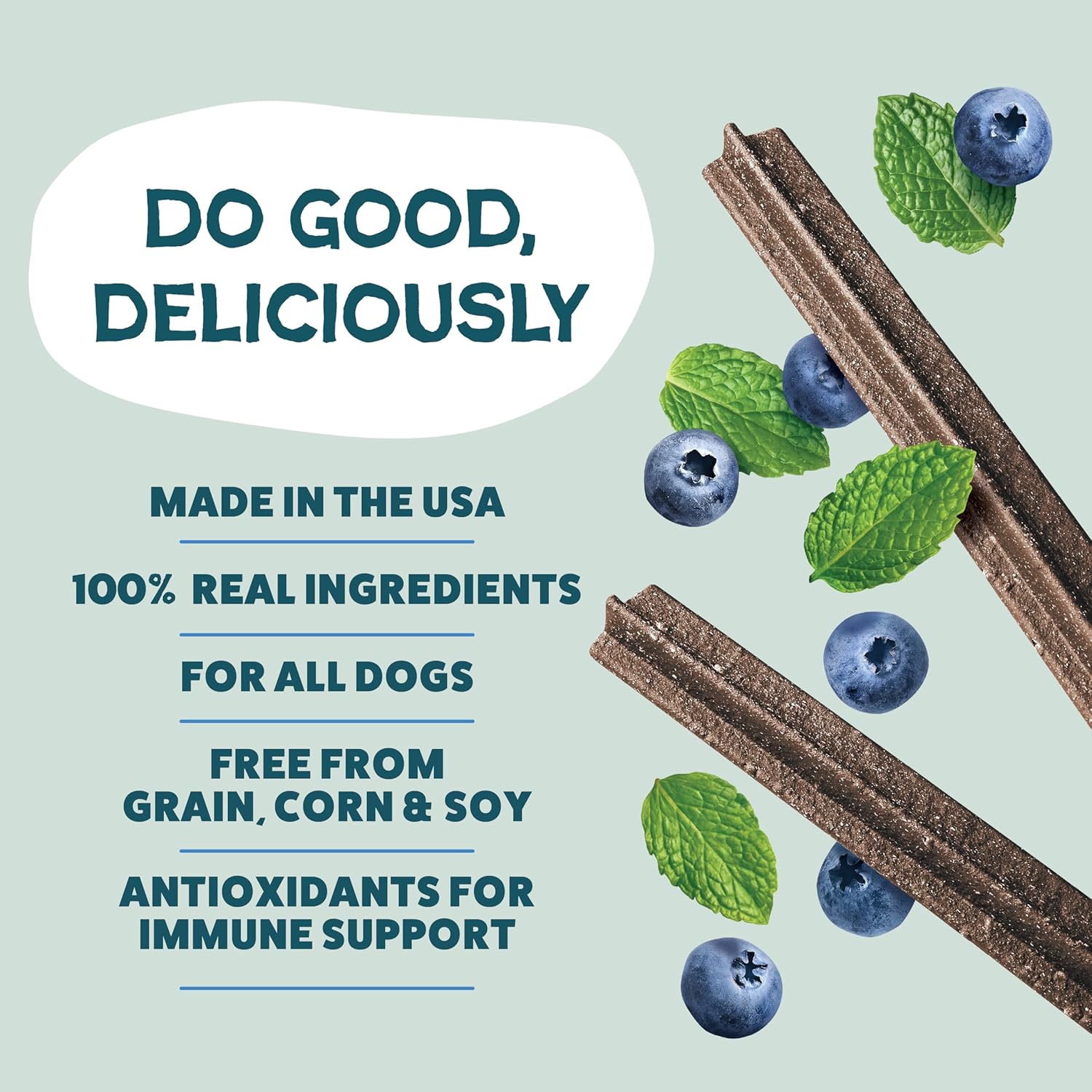 Dental Treats for Dogs, the Tooth Berry - Healthy Dental Sticks with Immune Support for Teeth Cleaning & Fresh Breath - Free from Grain, Corn & Soy