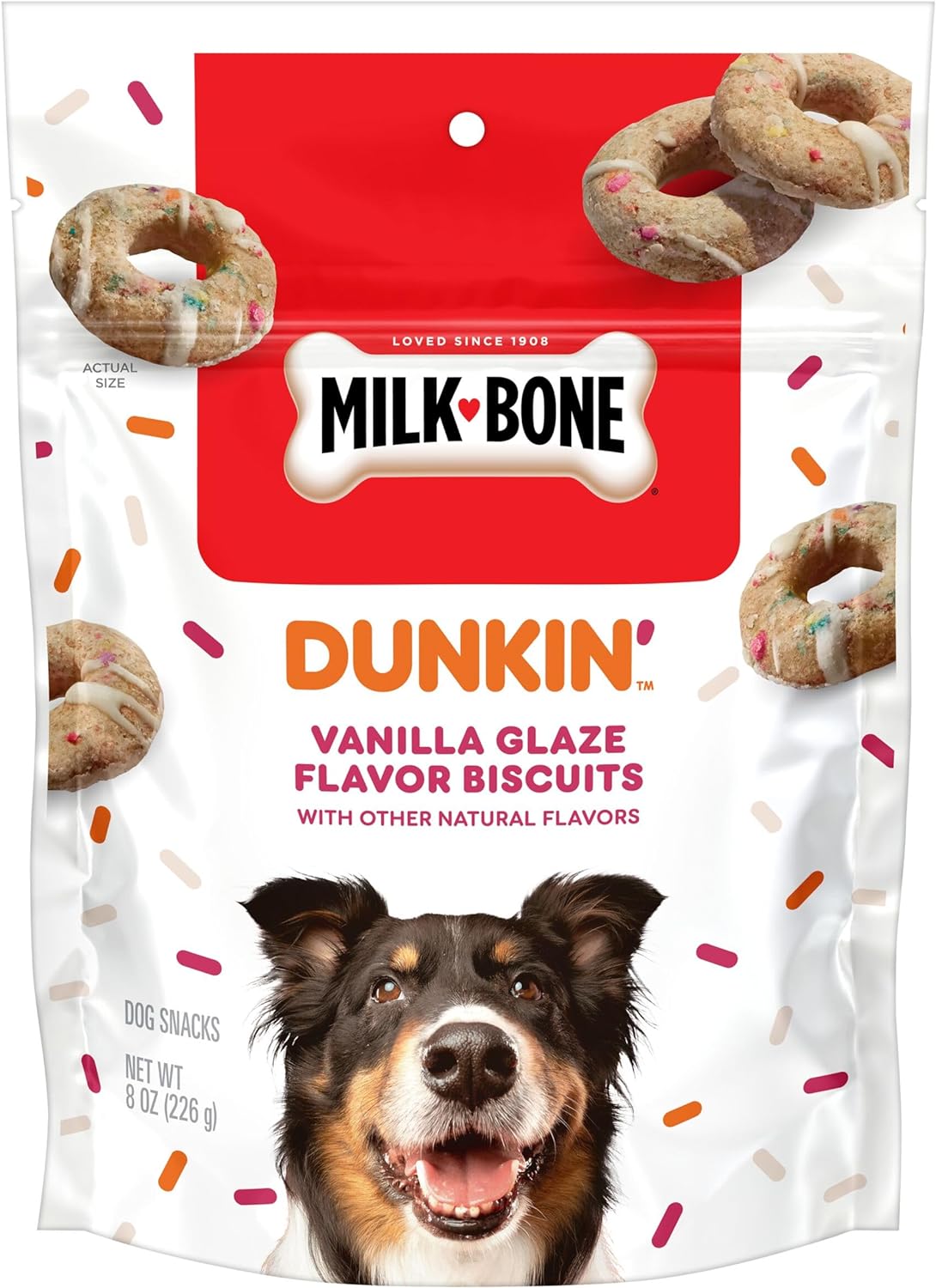 Dunkin' Vanilla Glaze Flavor Dog Biscuits with Other Natural Flavors, 8 Oz Bag