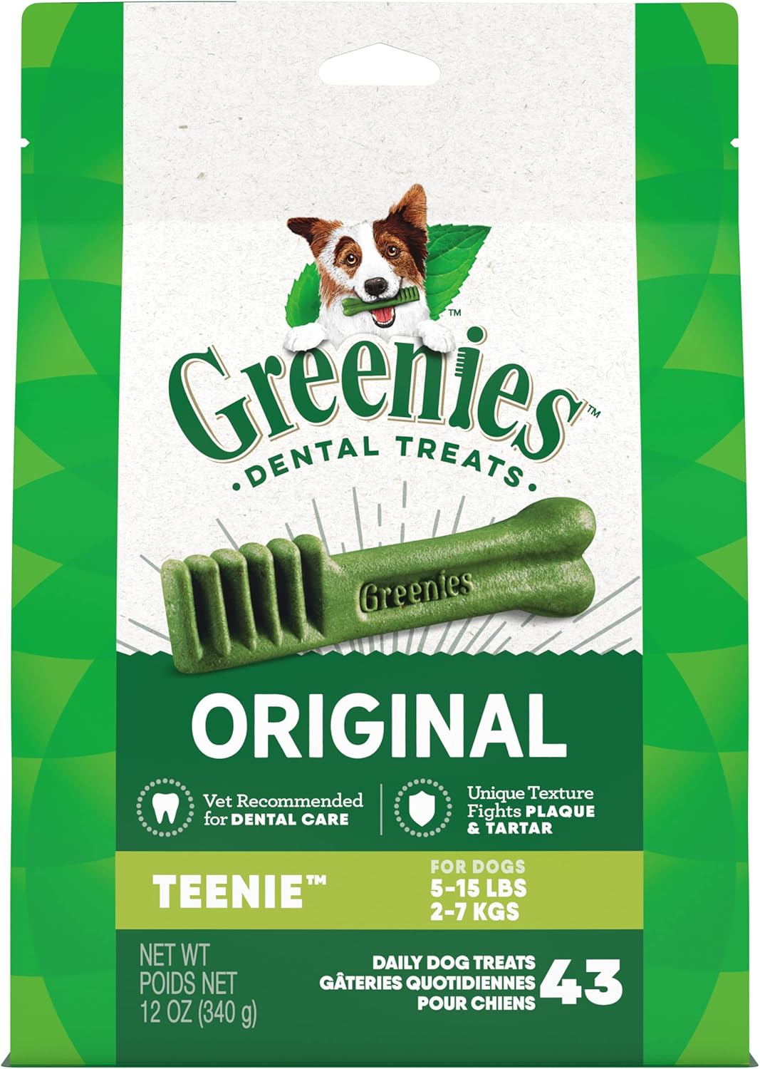 Original Teenie Dental Dog Treats, 12 Oz. Pack (43 Treats)
