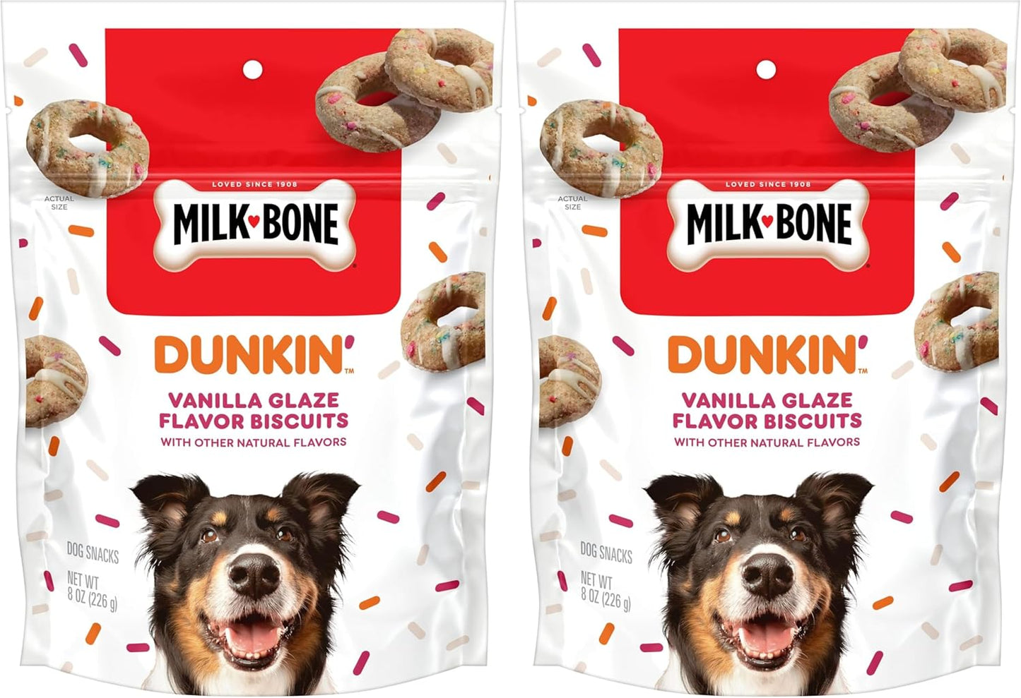 Dunkin' Vanilla Glaze Flavor Dog Biscuits with Other Natural Flavors, 8 Oz Bag