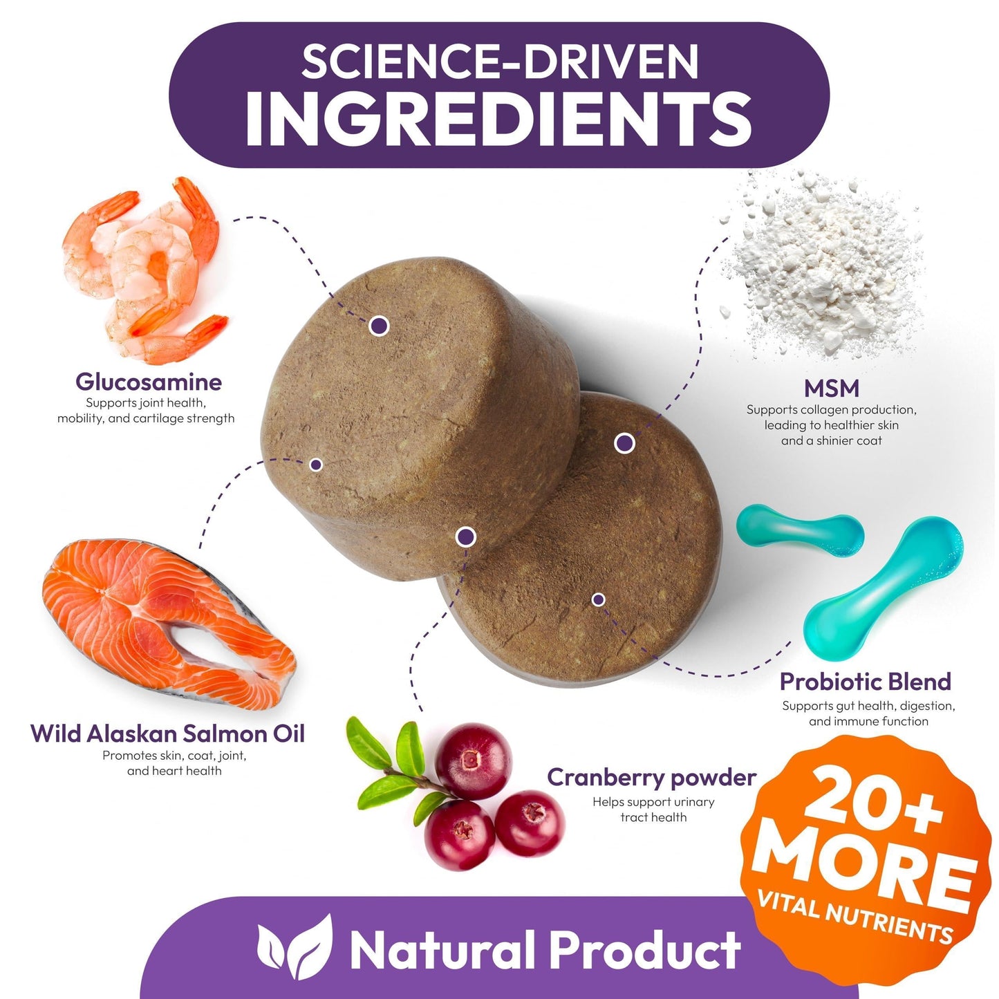 Dog Multivitamin Chewable Vitamins Supplements with Glucosamine 170 Chews Hip