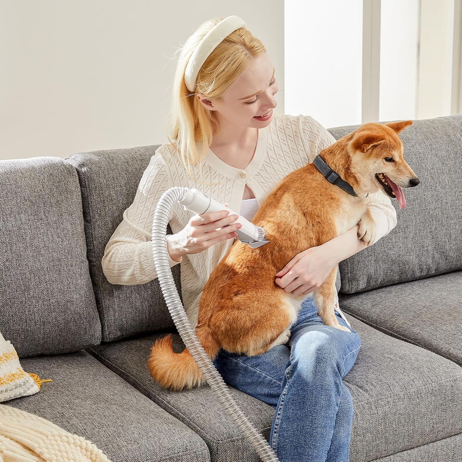 Pet Grooming Vacuum Kit, Professional Dog Grooming Clippers with 2.5L Cup, 3 Suction Modes, Cordless Clippers, 5 Groomer Tools, Low Noise Pet Hair Trimmer