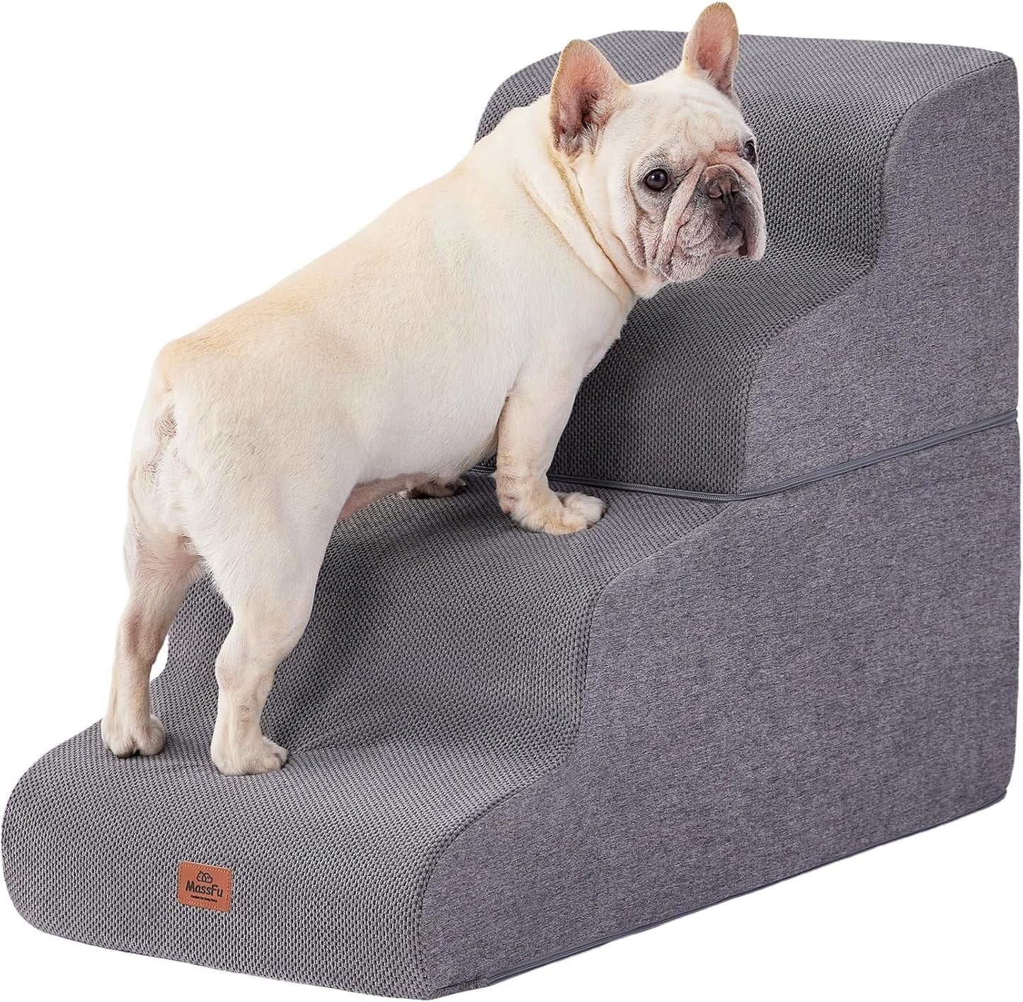Curved Dog Stairs Ramp for High Beds 28.7" H, 5-Step Dog Steps for Small Dogs and Cats, Pet Stairs for High Bed Climbing, Non-Slip Balanced Pet Step