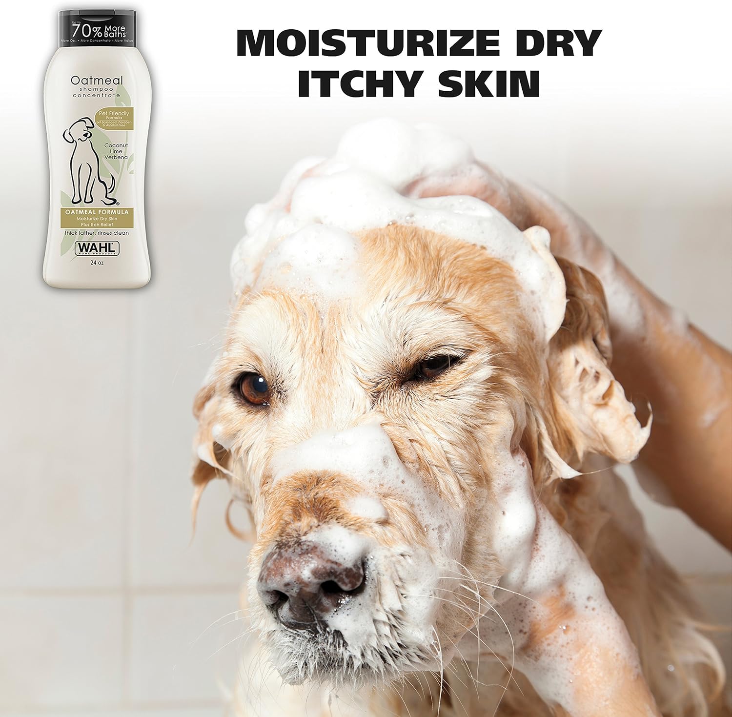 Dry Skin & Itch Relief Pet Shampoo for Dogs – Oatmeal Formula with Coconut Lime Verbena Scent & Pet Friendly Formula, 24 Oz