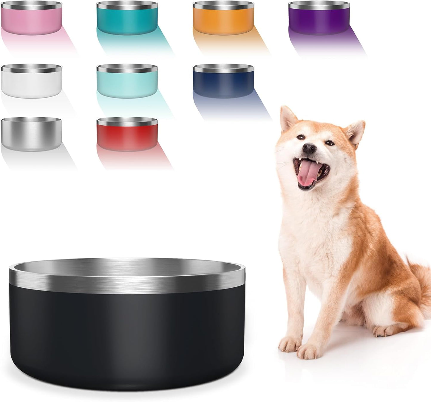 Dog Bowl, Stainless Steel Dog Food and Water Bowl with Non Slip Quiet Bottom, Easy to Clean, Dishwasher Safe, 40Oz, Blue