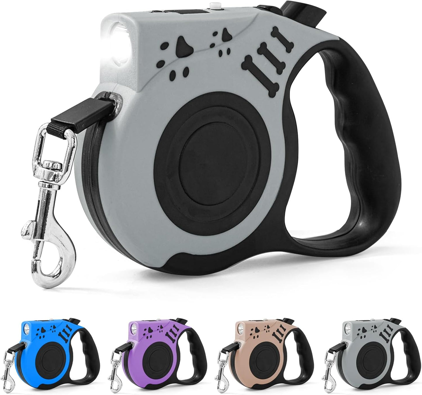 Retractable Dog Leash with USB Rechargeable Flashlight for Night Walks, 16FT Automatic Telescopic Tractor Dog Leash for Small and Medium Dogs, Blue