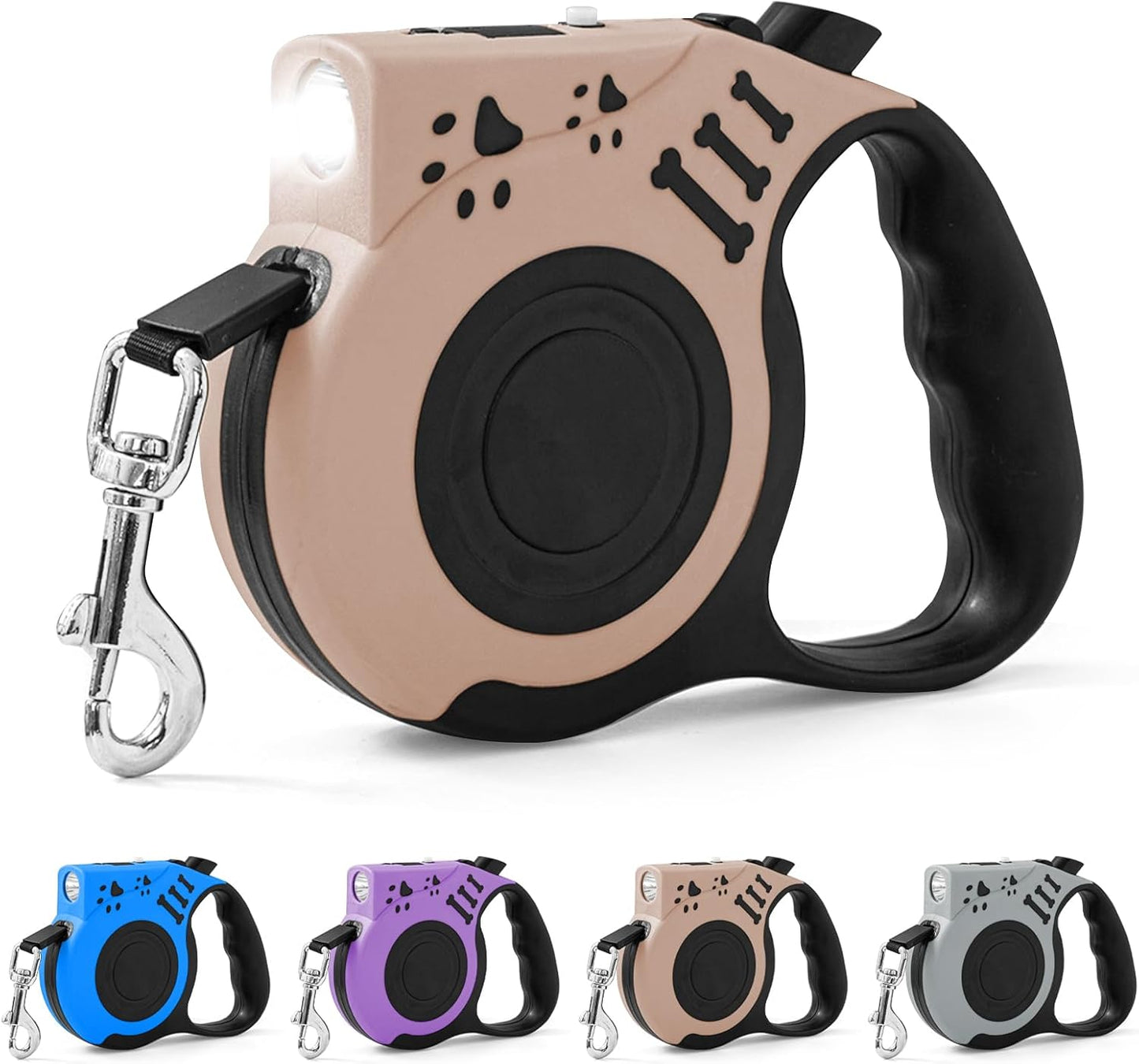 Retractable Dog Leash with USB Rechargeable Flashlight for Night Walks, 16FT Automatic Telescopic Tractor Dog Leash for Small and Medium Dogs, Blue