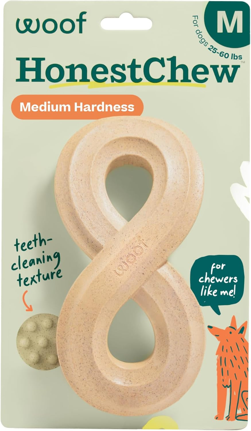 Honestchew Dog Toy Infinity - Durable Dog Chews - Made with Natural, Plant-Based Ingredients - Splinter-Resistant - Safer than Dog Bones - Medium