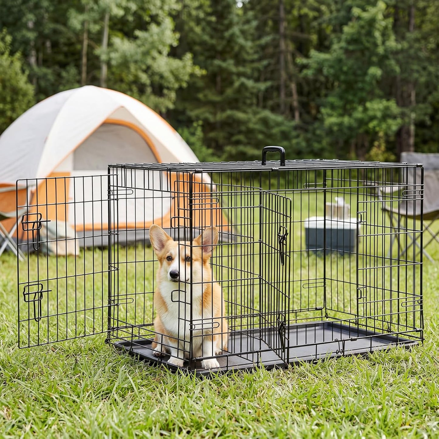 Sweetcrispy 36 Inch Dog Crate, Medium Dog Cage, Foldable Puppy Pet Kennel