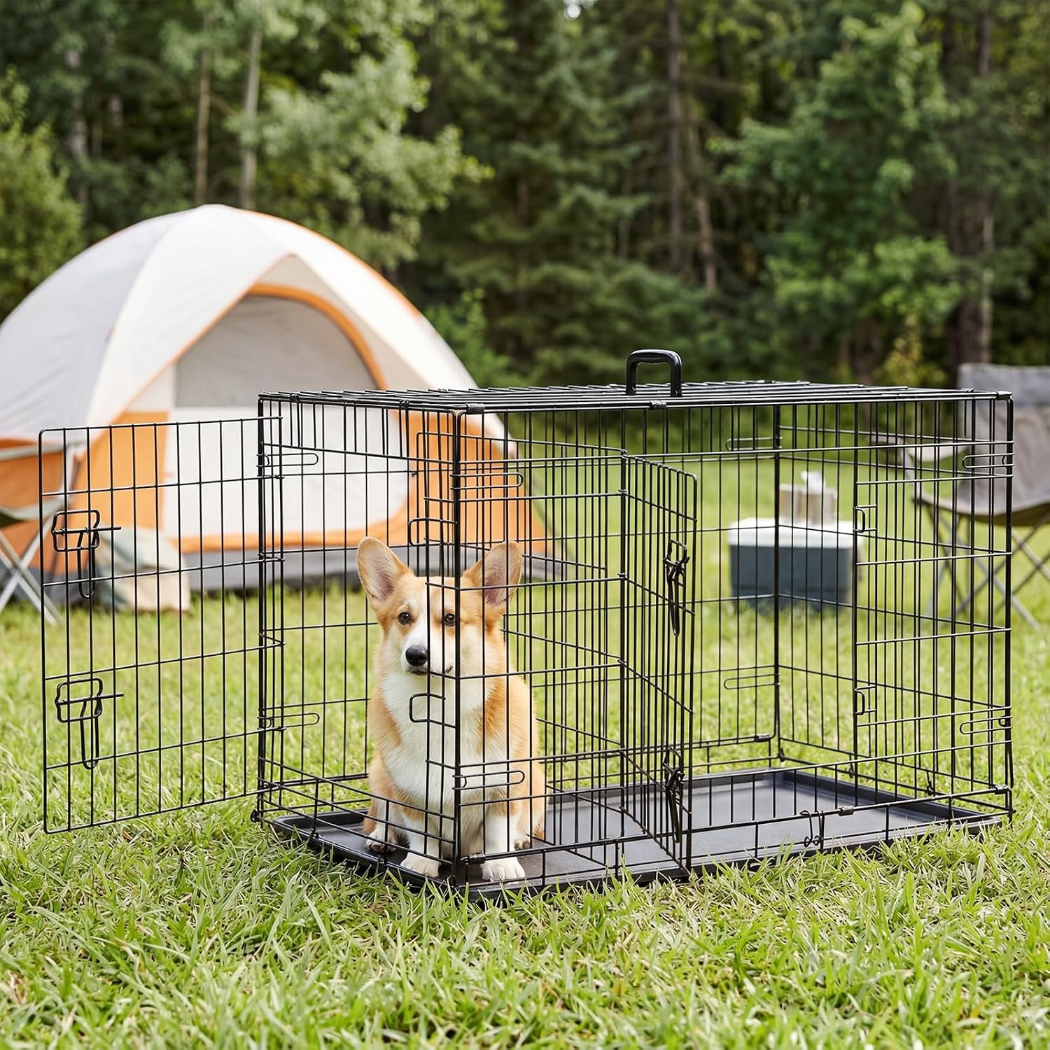 Sweetcrispy 36 Inch Dog Crate, Medium Dog Cage, Foldable Puppy Pet Kennel