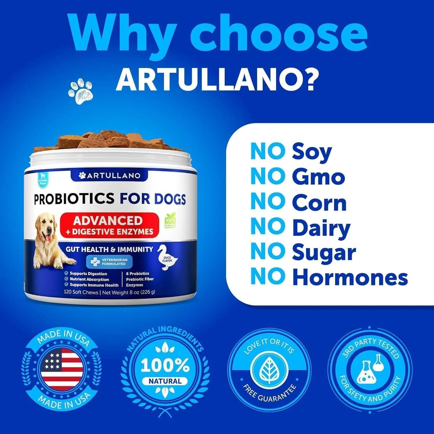 Probiotics for Dogs Support Gut Health Itchy Skin Allergies Immunity Yeast