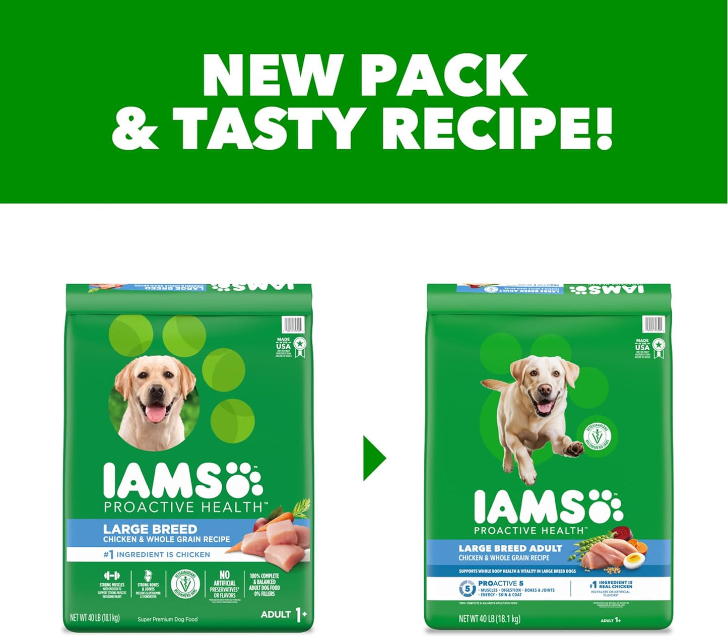 IAMS Proactive Health Large Breed Adult Dry Dog Food Chicken & Whole Grain Recipe