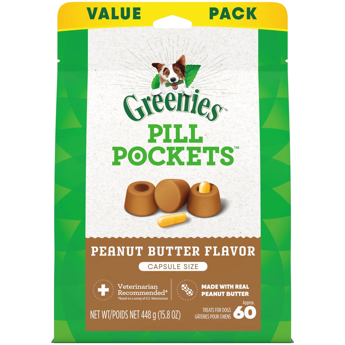 Greenies Pill Pockets for Dogs, Peanut Butter Flavor, Large, 60 Ct.