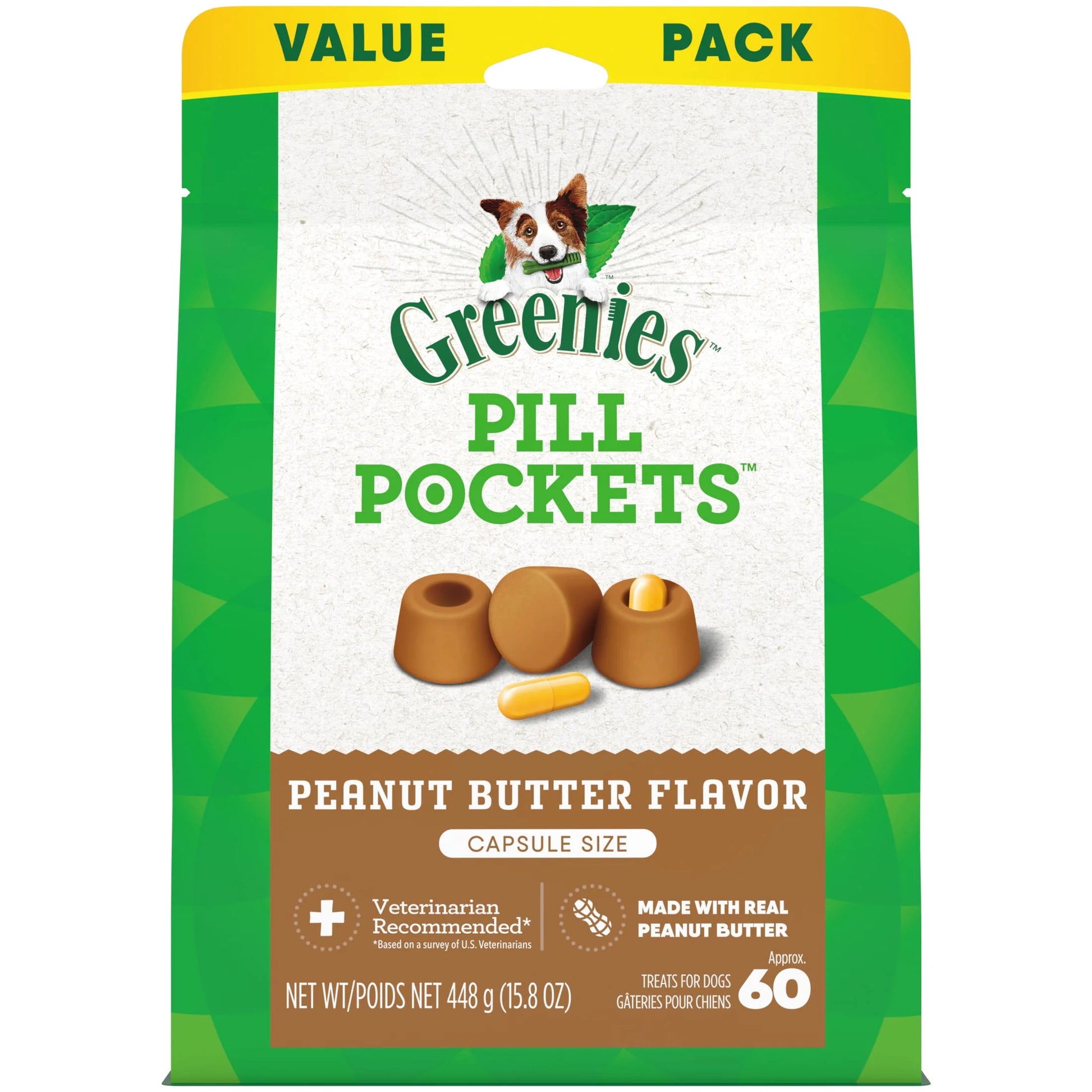 Greenies Pill Pockets for Dogs, Peanut Butter Flavor, Large, 60 Ct.