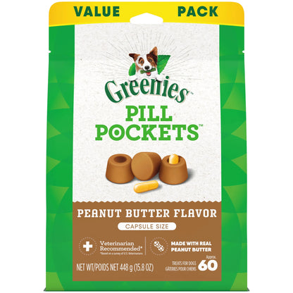 Greenies Pill Pockets for Dogs, Peanut Butter Flavor, Large, 60 Ct.