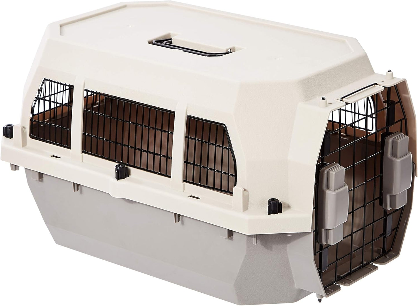 Amazon Basics 2-Door Top-Load Hard-Sided Dogs, Cats Pet Travel Carrier, Gray & Blue, 22.8"L X 15.0"W X 13.0"H