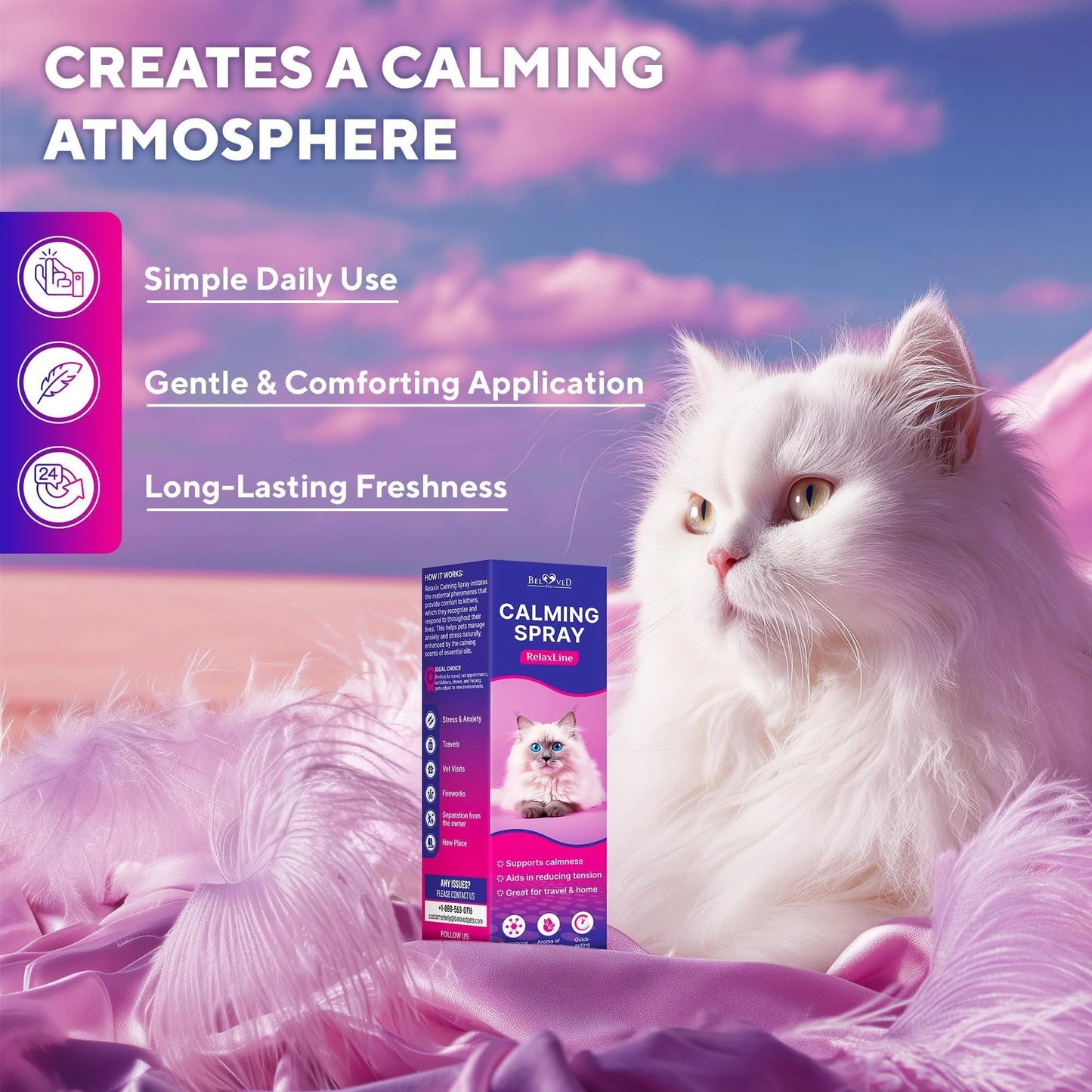 Calming Pheromone Spray Scratch Repellent for Cats 100 Ml 2 Pack Reduces Scratching Furniture, Helps with Travel, Fireworks, Thunder 