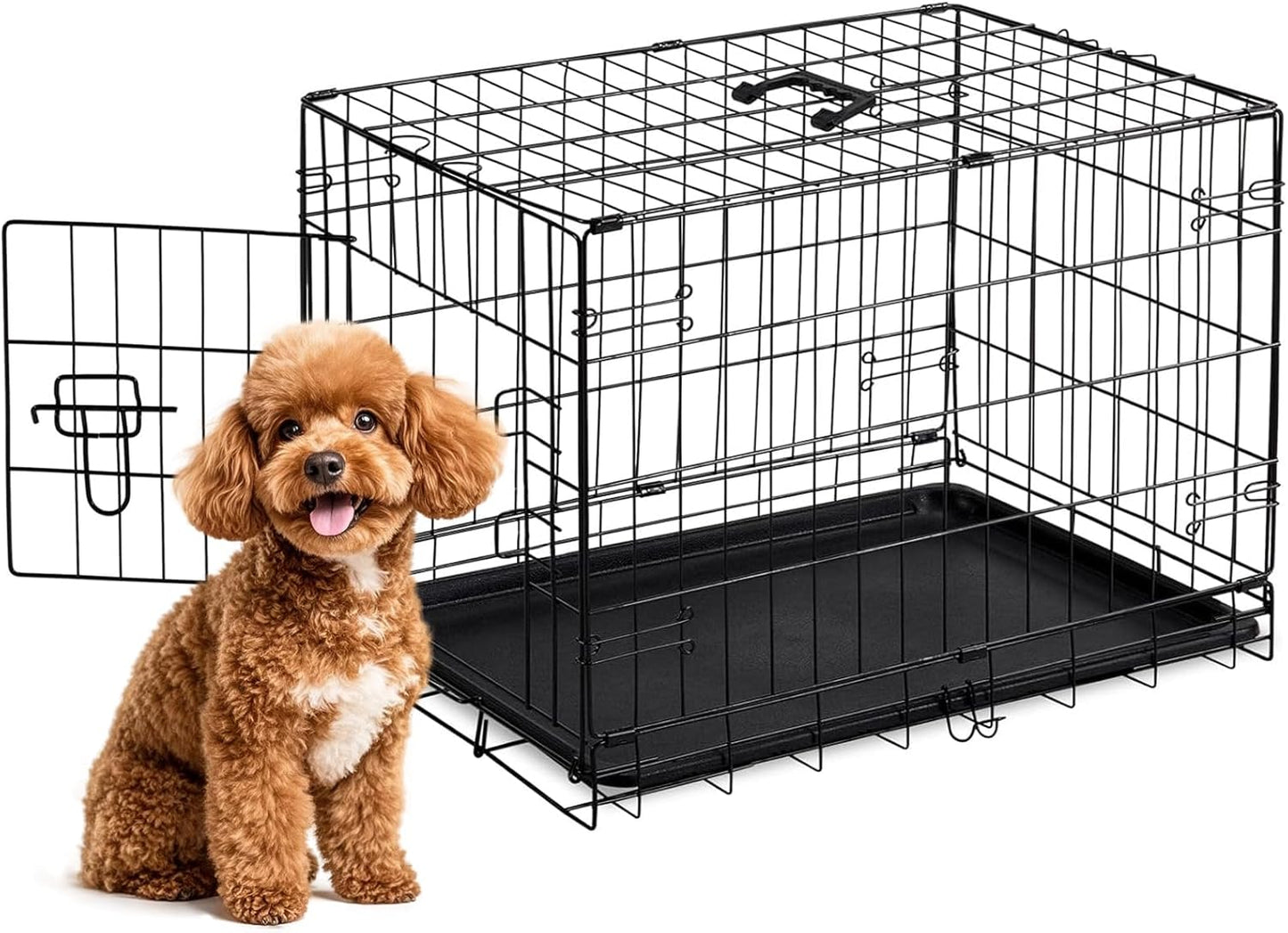 Sweetcrispy 36 Inch Dog Crate, Medium Dog Cage, Foldable Puppy Pet Kennel