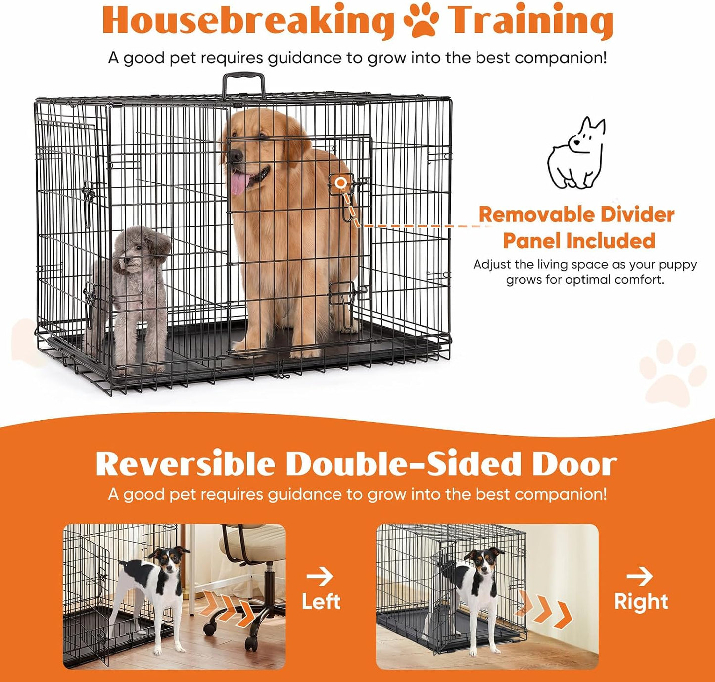 Sweetcrispy 36 Inch Dog Crate, Medium Dog Cage, Foldable Puppy Pet Kennel
