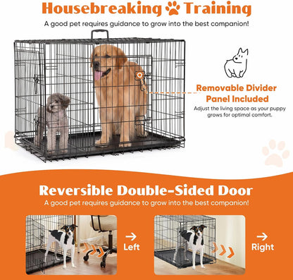 Sweetcrispy 36 Inch Dog Crate, Medium Dog Cage, Foldable Puppy Pet Kennel