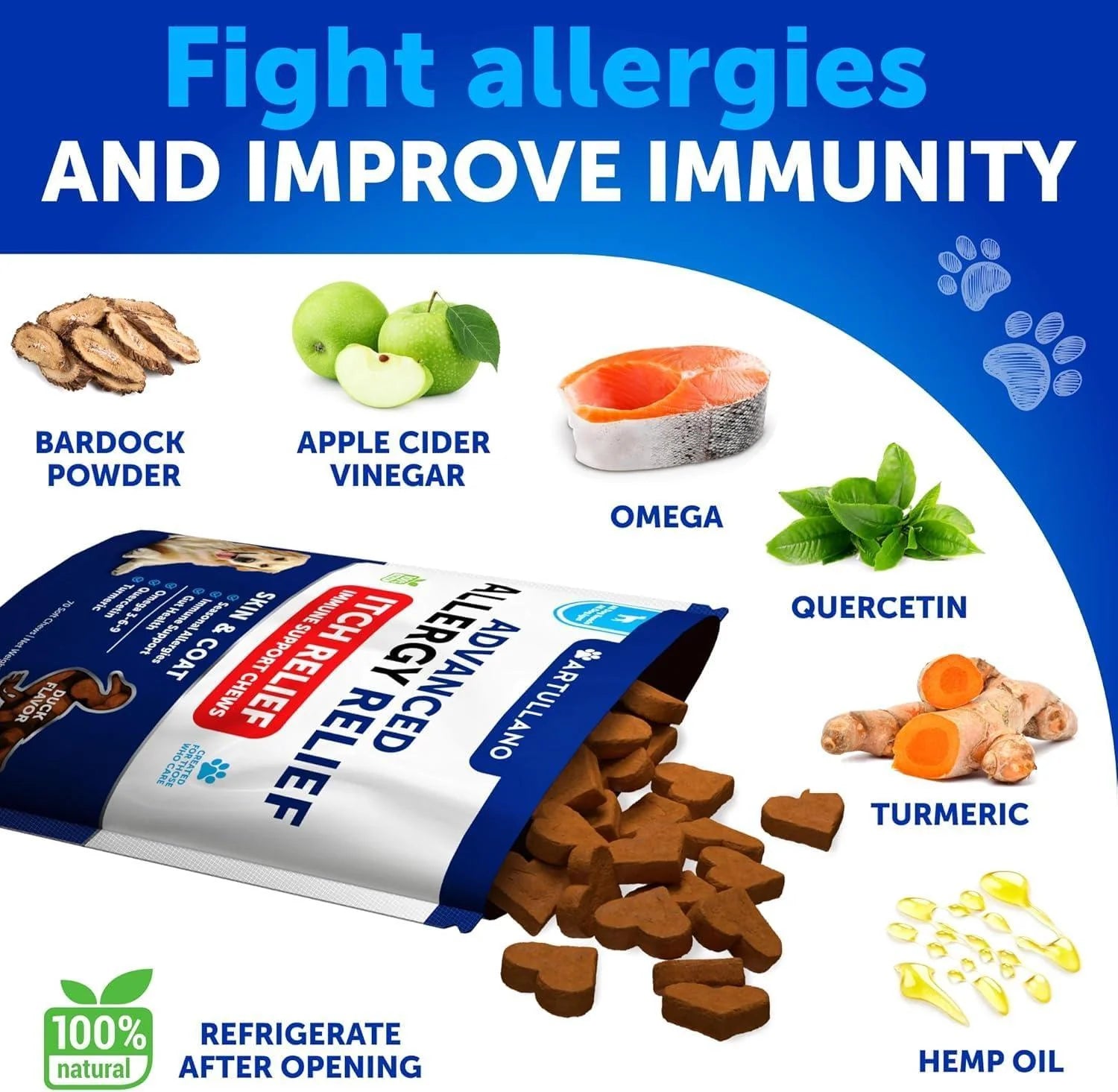 Dog Allergy & Itch Relief Chews with Omega-3 Fish Oil/ Seasonal  & Skin Support