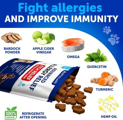Dog Allergy & Itch Relief Chews with Omega-3 Fish Oil/ Seasonal  & Skin Support