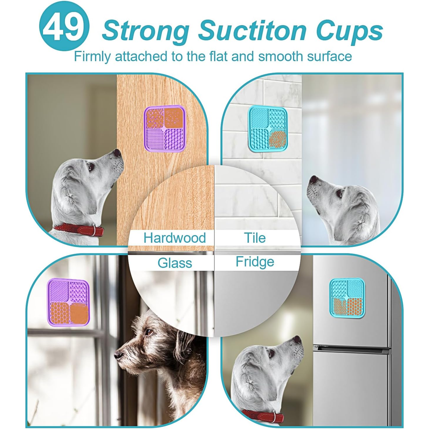 2PCS Licking Mat for Dogs with Suction Cups, Premium Lick Pad for Anxiety Relief, Slow Feeder Dog Bowls, Perfect for Bathing, Grooming and Training