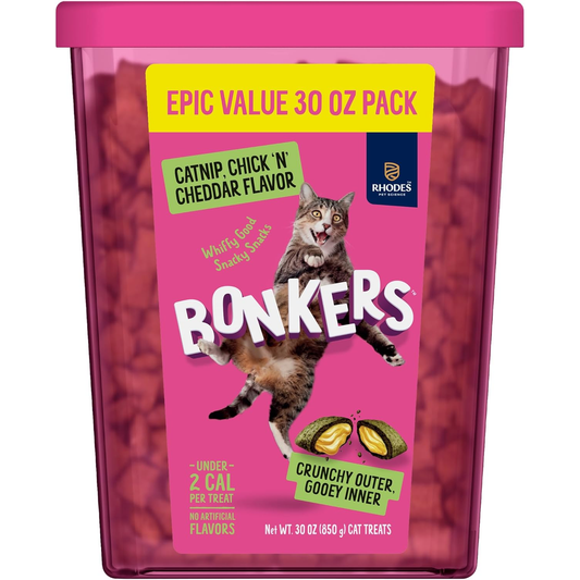 Bonkers Bites CAT Treats Catnip, Chick’N & Cheddar 30 OZ