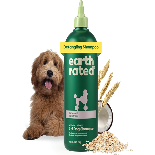 3-in-1 Detangling & Deodorizing Oatmeal Dog Shampoo & Conditioner, White Tea & Basil (16 oz)
